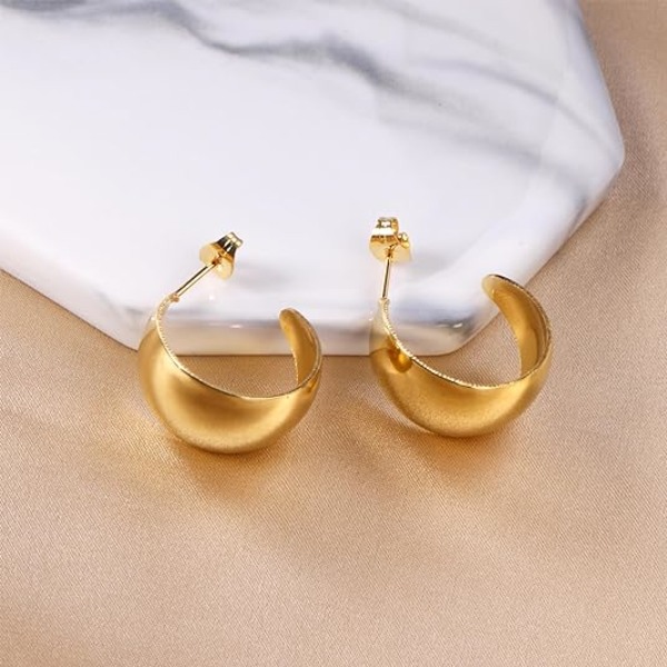 guld handgjorda kedjespänne örhängen för kvinnor, allergivänliga och olika stilar, perfekt för födelsedagsfester, jul och presentutdelning (halvrunda)