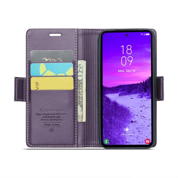CaseMe Slim Wallet Case RFID Protection Samsung Galaxy S25 Purple