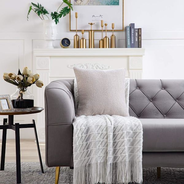 Nøytrale putetrekk 18x18 tommer sett med 2 solide rustikke bondehus dekorative putetrekk firkantet putetrekk for hjem sofa sofa dekorasjon