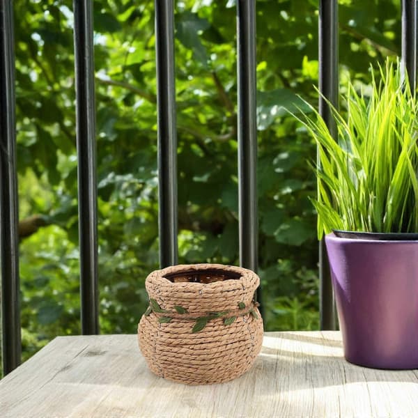Handvävd blomkorg i nordisk stil, dekorativ förvaring
