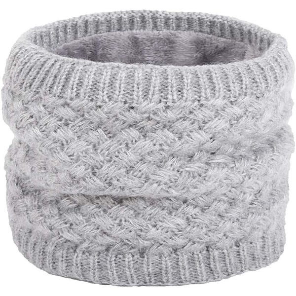 Barn flickor/pojkar vinter stickad infinity halsduk polar fleece halsduk