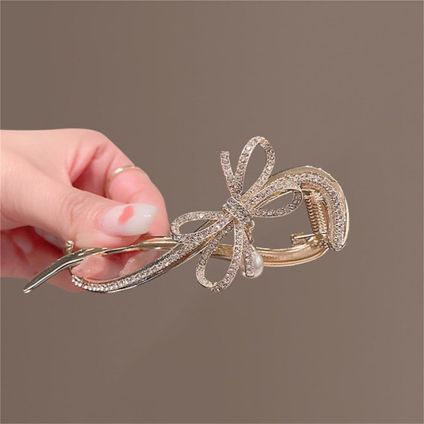 Hårklemme Fransk Perle Rhinestone Twist Bananhårklemme Dame Hårtilbehør #19