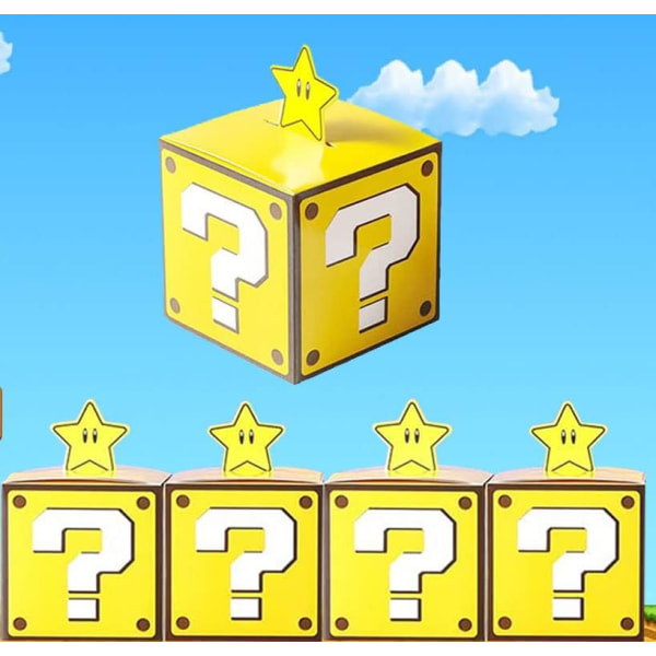 Mario Party Treat Box 24st Videospel Brick Block Present Godispåsar för Mario Tema Party Favors Dekorationer Tillbehör för Pojkar Flickor Barn (Golden Brick)
