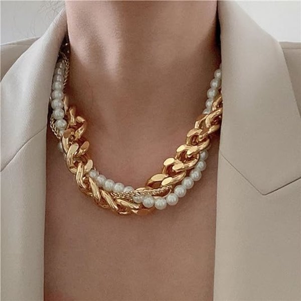 Guldbelagte halskæder til kvinder Trendy Retro Coin Pendant Guld Halskæde Dainty Chunky Link Chain Choker Halskæder til piger Smykker Fødselsdagsgaver