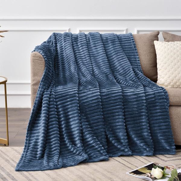 Fleecefilt - 3D Ribbad Jacquard Dekorativ Gul Överkast för Soffa & Säng, Lätt Varm Mysig Mjuk Fuzzy Filtar 50x60 tum