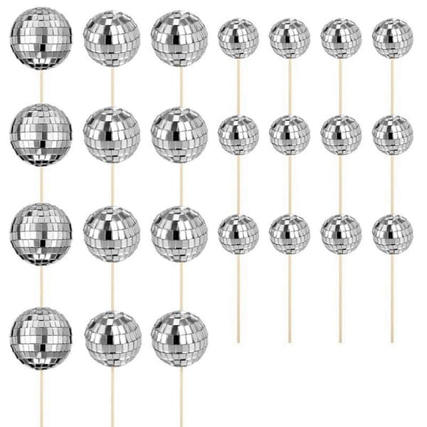 72 stk. Diskokule Cupcake Toppers Gratulerer med dagen Kaketopp Diskokule Kakepinner Temakakedekor til Diskotemafest