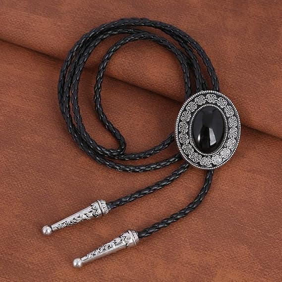 Bolo slips, håndlavet rund vestlig denim bolo slips sort