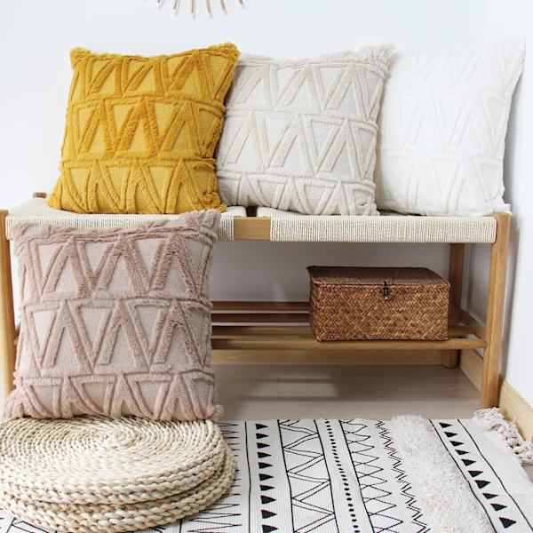 Plysj kort ull fløyel putetrekk luksus stil putetrekk kunstig pels fluffy sofa putetrekk 2 stykker 18 x 18 tommer beige