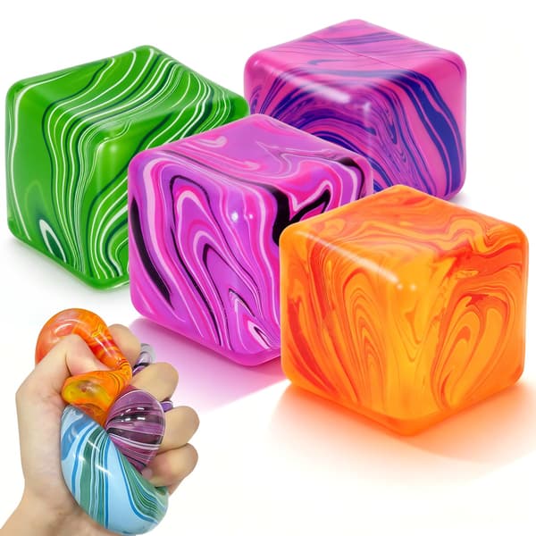 4-pak Fidget Legetøj, Squishy Cube, Ice Cube Squishy til angst- og stresslindring for voksne, langsomt stigende sensoriske stressbolde, klasseværelsespræmie