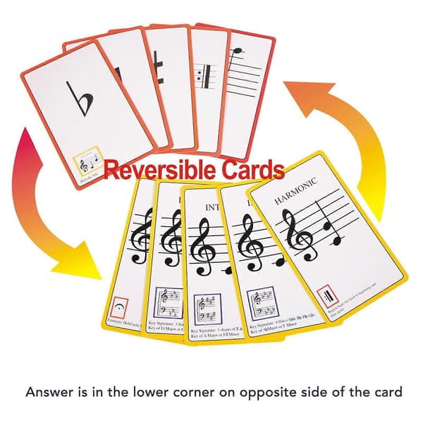 50 stk. musik-flashcards farvekodede dobbeltsidede klavernode-flashcards til læring