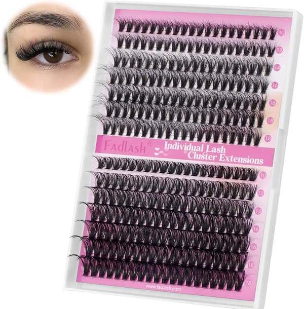 Fadlash Wispy Cluster Lashes DIY individuelle vipper 0.07D Curl 8-16mm 60D vippeextensions genanvendelige bløde fluffy vippeextensions (3D Effect)40D+50D-0.07D MIX (12-18)
