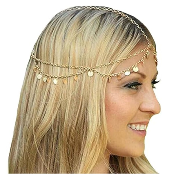 Gold Sequins Head Chain Jewelry Festival Halloween Prom Costume Hair Accessories Fashion Headbands Headpieces for Women and Girls