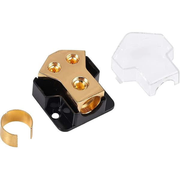 Power Distribution Block, 1 Input Gauge 0/2/4 with 2 Output Gauge 4/8 for Power Amplifier, Car Audio Power Distribution