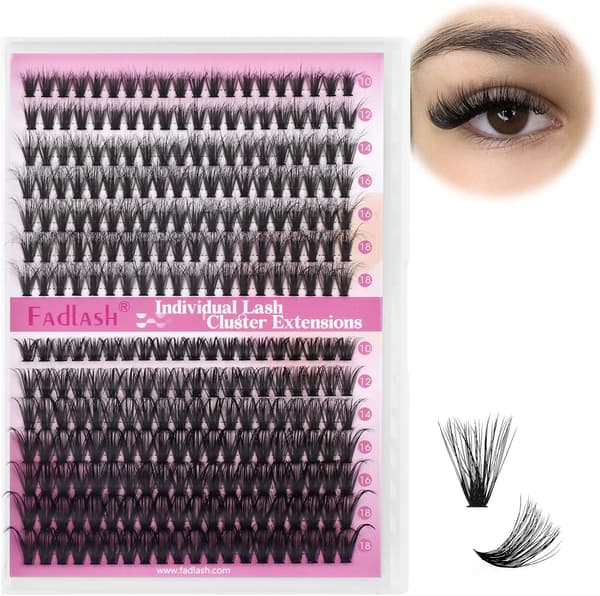 Fadlash Wispy Cluster Lashes DIY individuelle vipper 0.07D Curl 8-16mm 60D vippeextensions genanvendelige bløde fluffy vippeextensions (3D Effect)40D+50D-0.07D MIX (8-16)