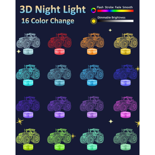 Hologram Controller 3D Nattlampa för Barn, 16 Färger & Fjärrkontroll Dimmer Kontroll Pojke Flicka Videospel Rum Tillbehör som Jul Födelsedagspresent till Barn