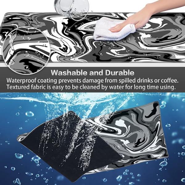 Gaming Mouse Pad, Canjoy Fluid Pattern Mouse Pad 31.5x15.7inch Stor Udvidet Computer Mouse Mat Keyboard Fuld Skrivebord Mousepad til Gaming, Kontor, Hjem