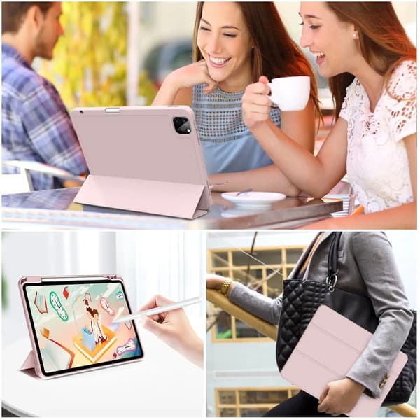 ZOYU Etui til iPad Pro 11 tommer 4./3./2. generation med penneholder, til iPad Air 4./5. generation 10,9 mini 6 Trefoldigt stativ Smart Etui Sort