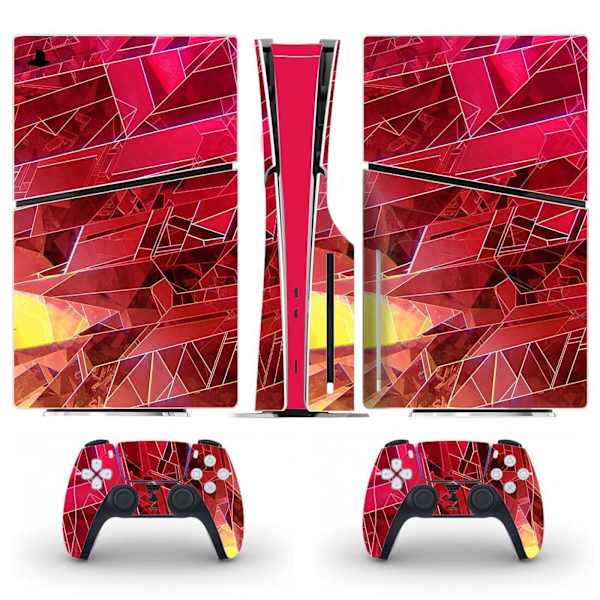 Playstation 5 Slim Ps5 Slim Rød Hudklistremerker og Kontrollerklistremerker Sett, Riperesistent (Disk) Style10