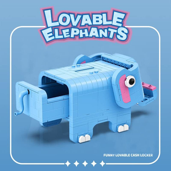 3D Mini Byggeklodser Dyresæt, 291 Dele Mini Elefant Byggeklodser, 3D Sjovt Funktionelt Byggesæt til Voksne, Festartikler til Børn (8+)