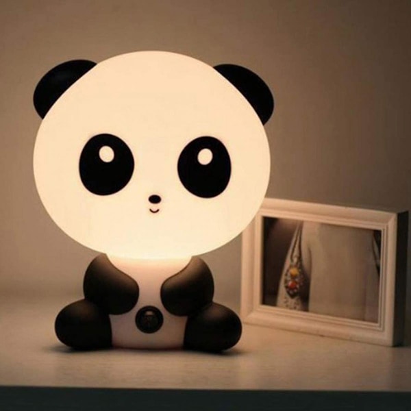 Nattlampa Cartoon Djur Nattlampa Söta Panda Bordlampa Barn Restaurang Nattlampa (med Stickkontakt) Svart