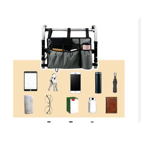 Outdoor Storage Bag for Wheelchair and Rollator Hands-Free Multifunctional Polyester Rollator Bag