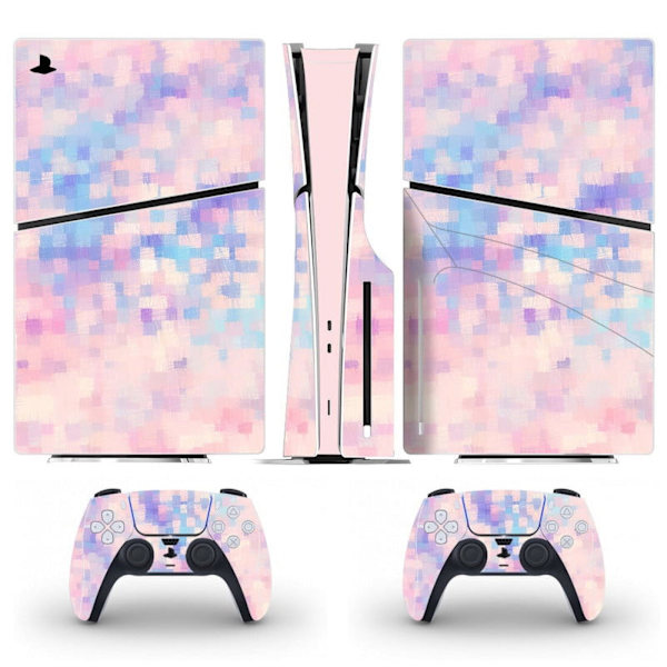 Playstation 5 Slim Ps5 Slim Sød Rosa Skin Decal Og Controller Stickers Sæt, Ridsefast (Disk) Style04