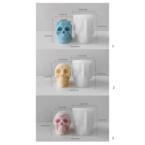 3D Ros Silikon Ljusform Halloween Skalle Gips Tvålform Aromaterapi Ljustillverkning Hartsformar Heminredning