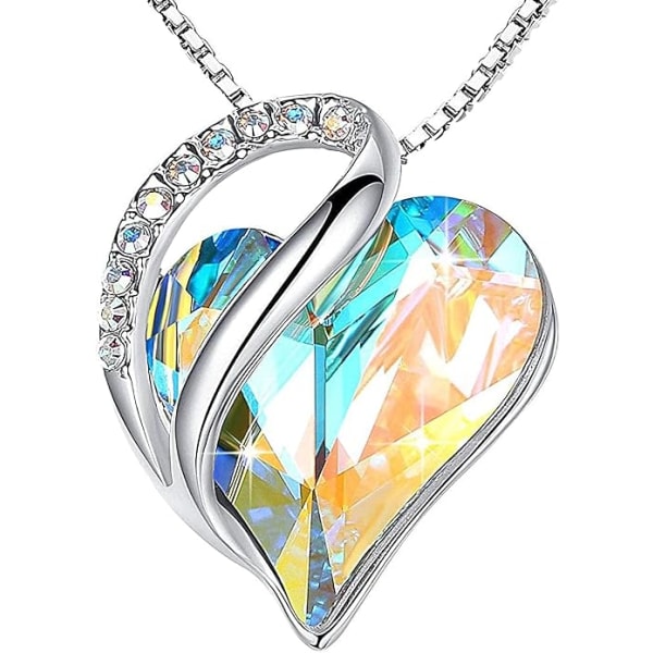 Halsband för kvinnor, Infinity Love Heart-hänge med födelsestenskristaller, Smyckespresenter till frun, Silverpläterad 18 + 2 tums kedja