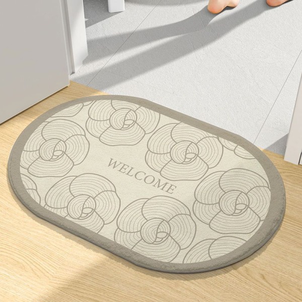 Husholdningsbadeværelse absorberende gulvmåtte, 60X90cm, badeværelse indgangsskridsikker måtte, toilet indgangsfodmåtte, soveværelse badeværelse tæppe, brun Coffee 60*90cm