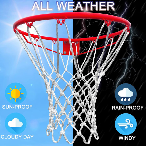 10 stycken basketnät utomhus, Professionell Heavy Duty Basketball Nätbyte, All Weather Anti Whip, Lämplig 12 Loops Basketball Hoop