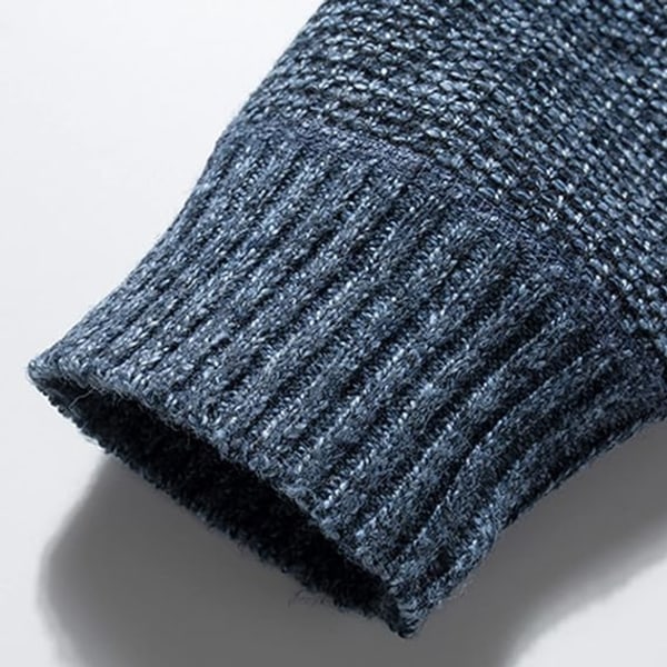 Långärmad koftatröja för män Thermal Slim Fit Quiltad jacka med hel dragkedja Business Casual Knit Coats Ficka (Blå, M) Blue M