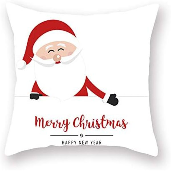 4 stk. Merry Christmas pudebetræk Julemand gaver firkantede pudebetræk linned lynlås pudebetræk (18x18 tommer)