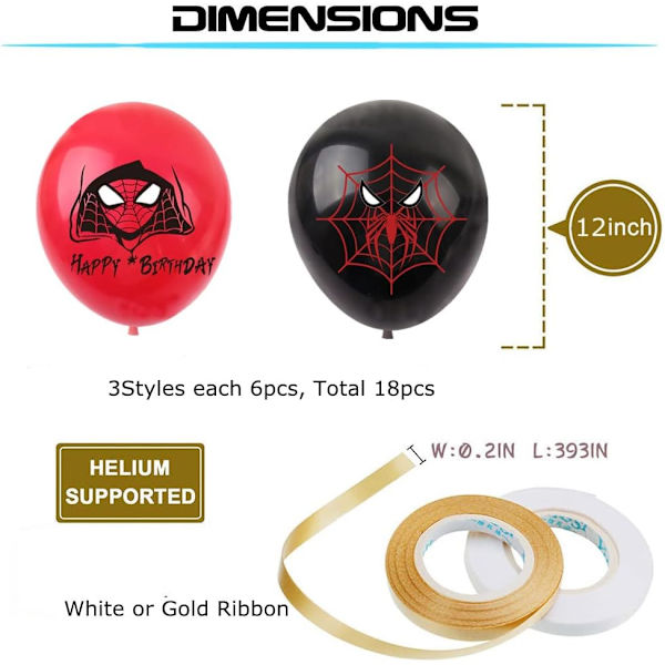 18 st Spiderman superhjälte födelsedagsfest ballonger, 12 tum röda blå ballonger Spiderman Avengers latexballonger Spiderman fest
