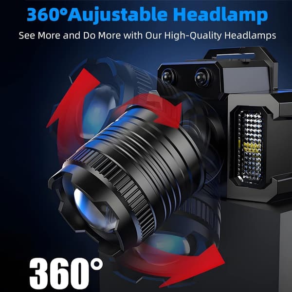 Rechargeable LED Headlamp with Motion Sensor, Super Bright Headlamp with Red/White/Blue Light, Waterproof Headlamp for Adults