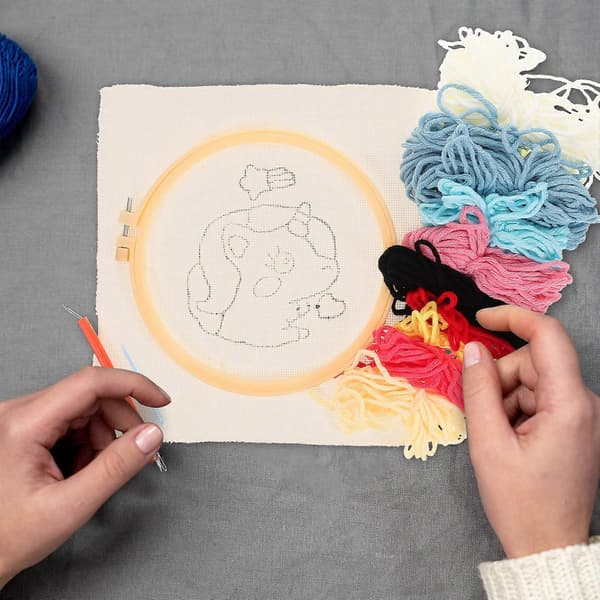 Broderisæt til begyndere Broderirammesæt til gør-det-selv 1 sæt med himmelblåt tilbehør