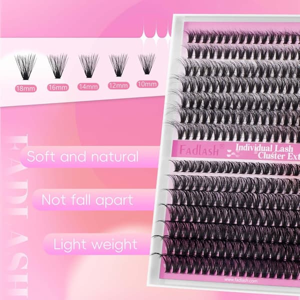 Fadlash Wispy Cluster Lashes DIY individuelle vipper 0.07D Curl 8-16mm 60D vippeextensions genanvendelige bløde fluffy vippeextensions (3D Effect)40D+50D-0.07D MIX (12-18)