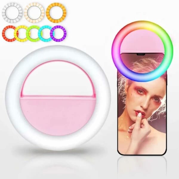 RBG Selfie Lamp Clip-On LED Ring Light for Mobile Phone White white