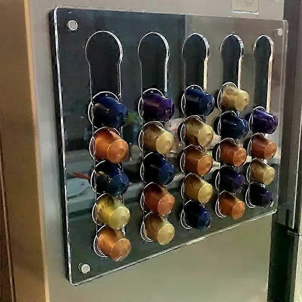 35 kapslar kaffekapselhållare - Väggmonterad transparent hållare för Nespresso & kaffekapslar