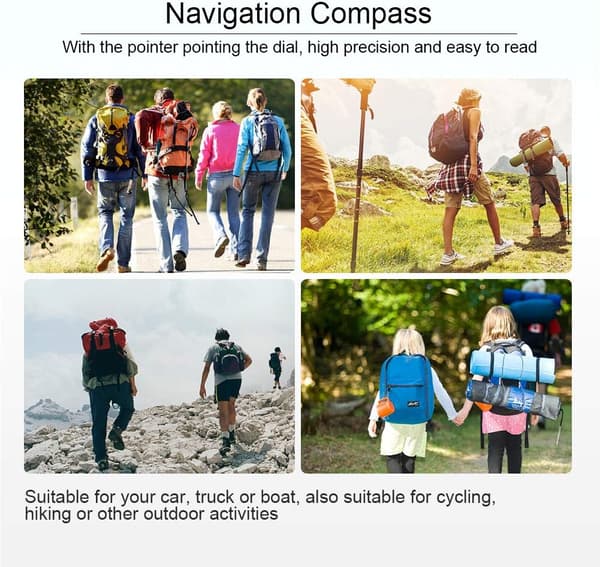 Adjustable Dashboard Compass, Navigation Direction Pointing Mini Guide Ball, Suitable for Car, Truck, Boat or Bicycle, Travel