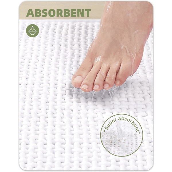 20\"x32\" Chenille Badrumsmattor - Färg G Tunna Badrumsmattor Passar Under Dörr - Absorberande, Platt, Halkfri, Mjuk, Maskintvättbar