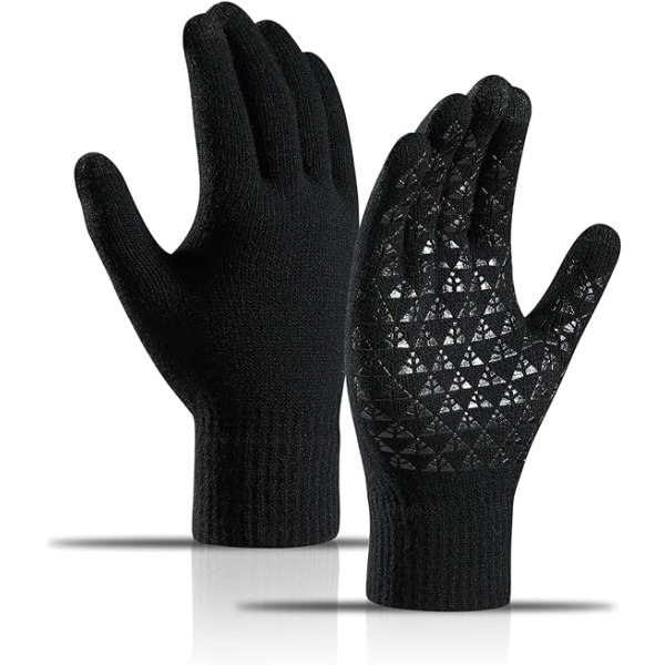Varma handskar för män och kvinnor - thermal handskar med pekskärmsfingrar, elastisk manschett, varm vinterpresent till honom och henne