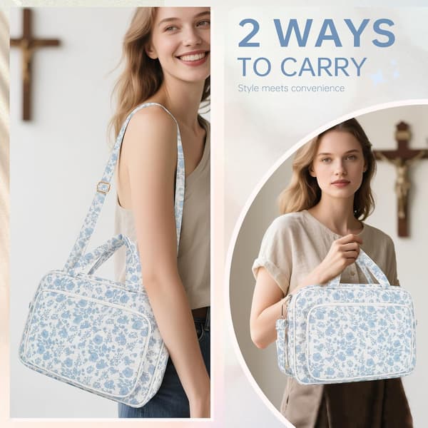 Bible Cover, Church Bag with Handle, Zippered Bible Bag with Study Materials for Christian Studies, Scripture Carrying, Travel, Storage
