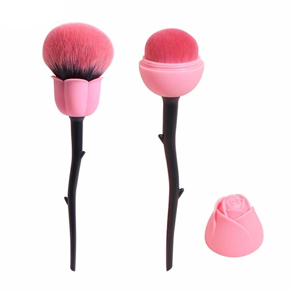 Pro Enchanted Rose Flower Makeup Brushes, Til foundation, 2 stk. Pink Foundation og Powder Makeup Brush Set