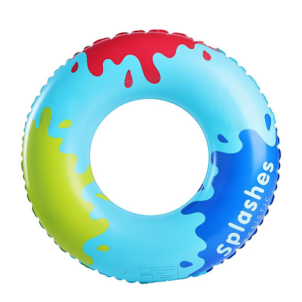 Oppblåsbar badering for barn, badering poolbøye, retrostripet PVC oppblåsbar bøye poolbøye Splash ink style (blue) Suitable for teenagers