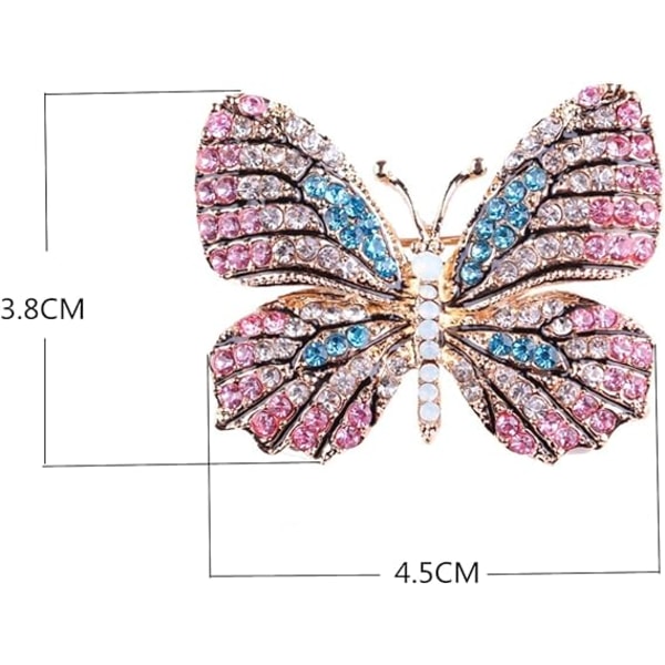 6 stk. Multicolor Rhinestone Crystal Butterfly Brosche Pin Lapel Pin til kvinder (6 farver)