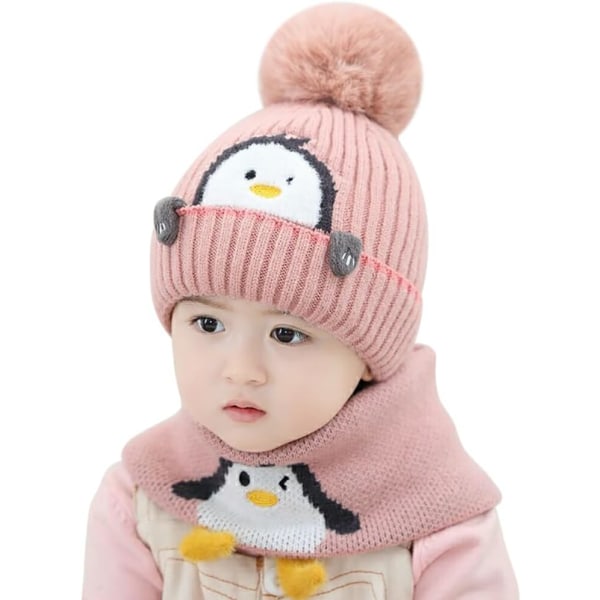 Winter Cute Knit Hat and Scarf Set Beanie Hat Warm Windproof Hat Winter Outdoor Hat Hood Fleece Hat