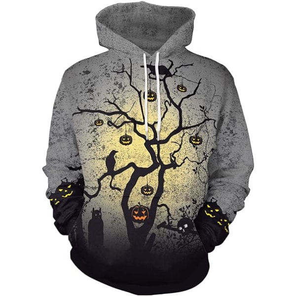 Herre Langærmet Hoodie Halloween Sjov Crew Neck Sweatshirt med Kængurulomme Jul Flerfarvet 3D Print Jumper Sweater（Størrelse：M） Style17 M