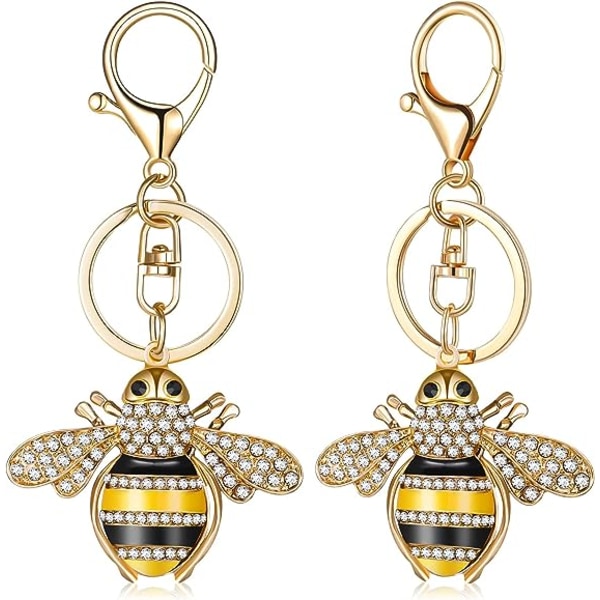 Rhinestone Bee Nøkkelring 2 Stykker Dyr Nøkkelring Søt Gul Bie Krystall Nøkkelring med Hummerlås Sjarmanheng Nøkkelring for Veske Lommebok