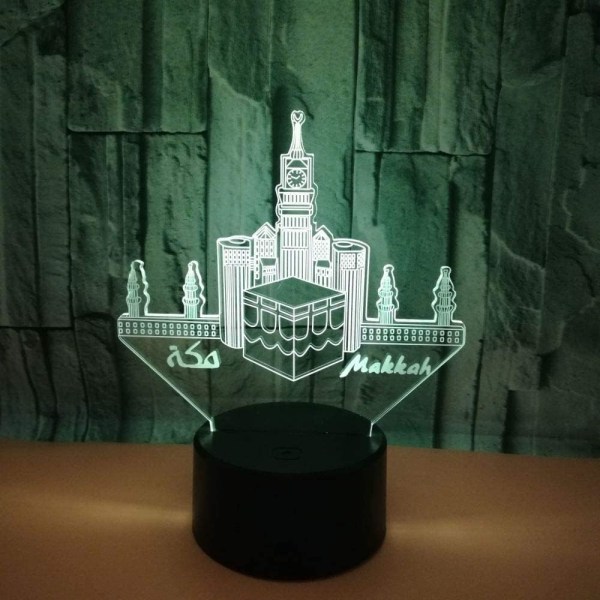 3D islamsk slott fjernkontroll 16 farger nattlys illusjon akryl LED bordlampe nattbordlampe barn soverom skrivebord dekor bursdagsgaver leketøy for barn