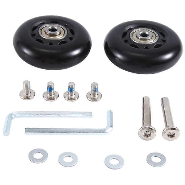 2-pack 60x18mm PU svängbara hjul för bagagebyte, resväskhjul med kullager i kolstål Black